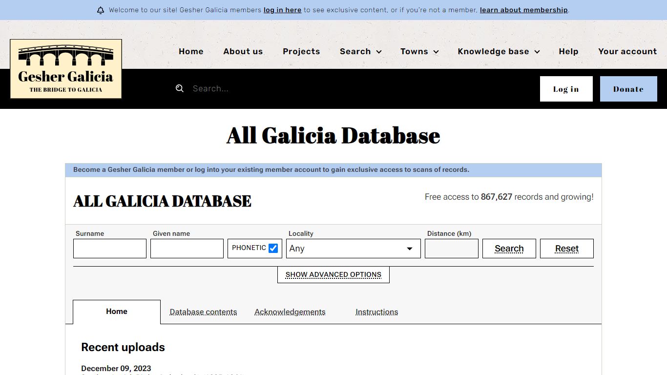 All Galicia Database | Gesher Galicia